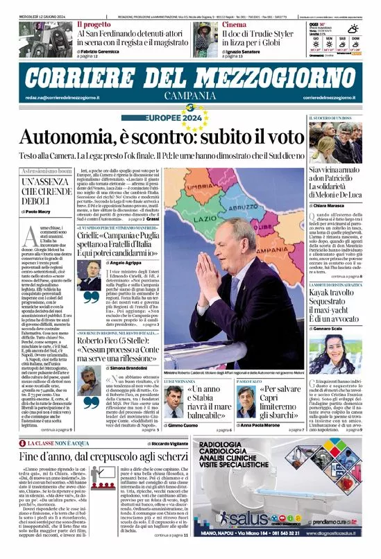 Prima-pagina-corriere del mezzogiorno-del-2024-06-12